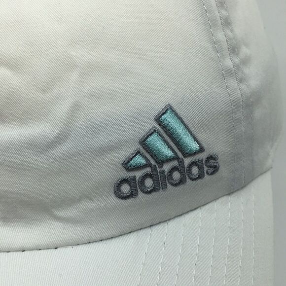 Adidas White/Teal Velcro Back Climalite lightweight Running Hat - Picture 2 of 14